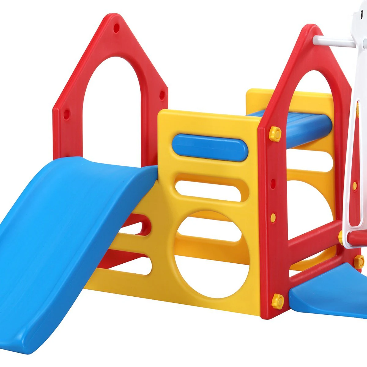 Kinder Spielhaus mit Rutsche Schaukel 155x135cm Spiel-Turm Kletter-Haus Kunststoff Kinderspielhaus