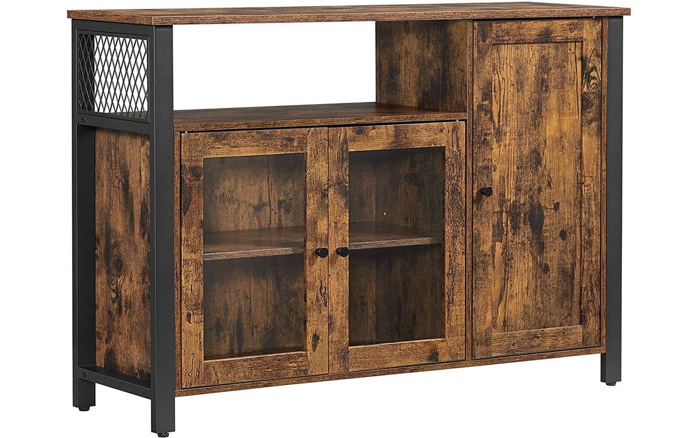 Sideboard mit 3 Türen 110 x 75 cm, Braun/Schwarz<br>Sideboard