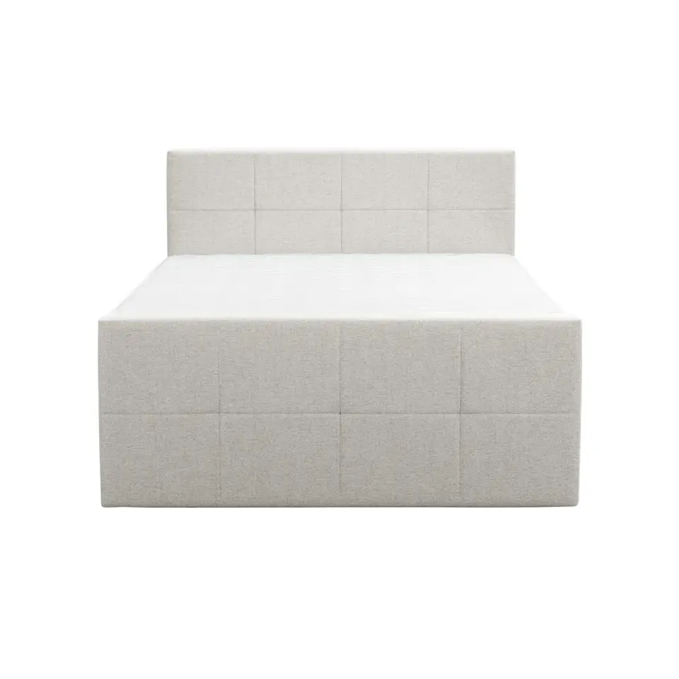 Boxspring met voetbord Liv geblokt - ecru - 140x200 cm - slanke poot