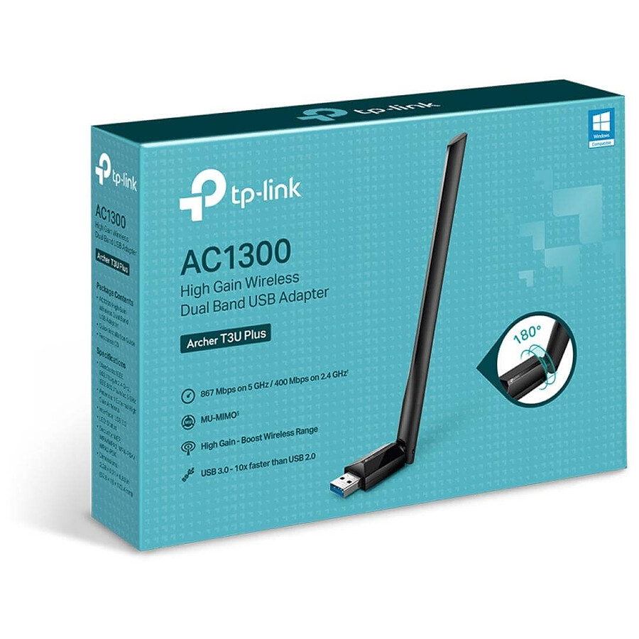TP-Link Archer T3U Plus - Clé USB Wifi AC1300 double bande avec antenne