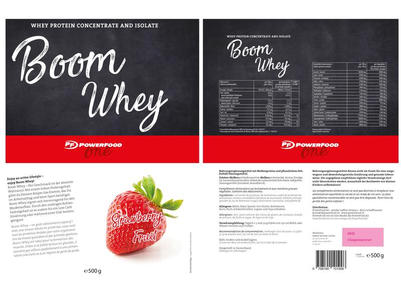 PowerFood One Pulver One Boom Whey Erdbeere 1000 g Whey Pulver Supplement