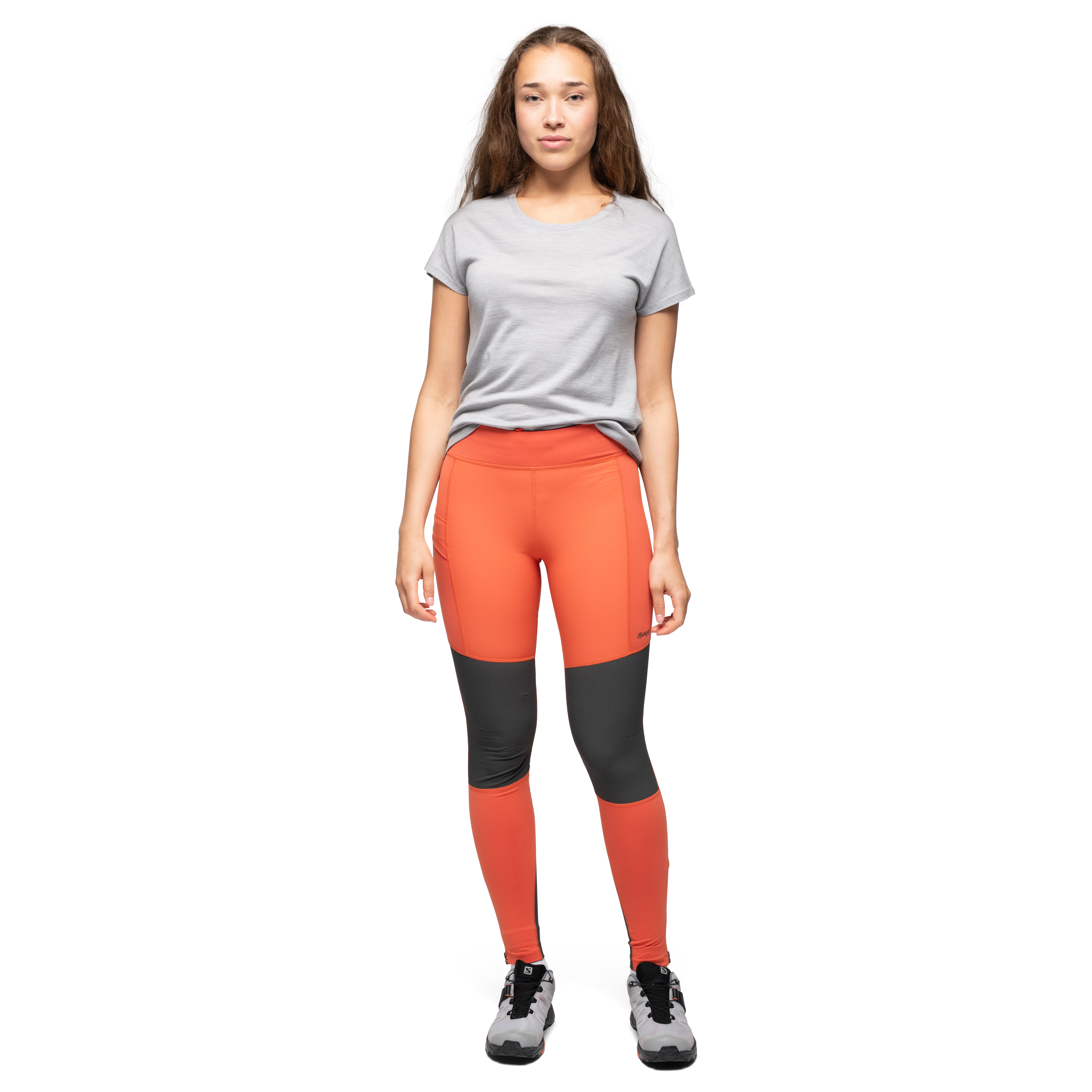 Fløyen Outdoor Tights Women Brick / Solid Charcoal