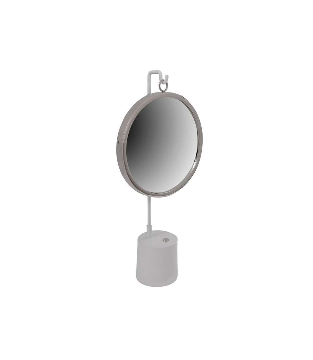 Paris Prix - Miroir à Poser Rond eleganca 65cm Blanc & Argent