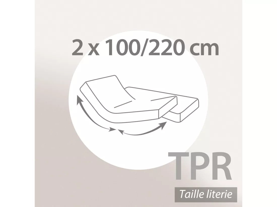 Protège matelas imperméable 2x100x220 cm lit articulé TPR bonnet 30cm ARNON molleton coton contrecollé polyuréthane