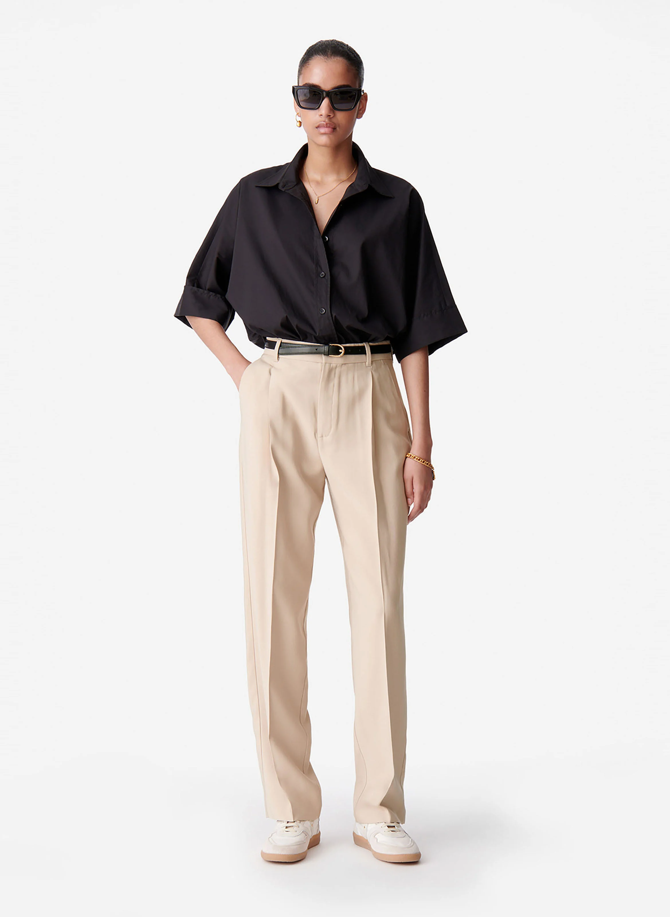 DUDE - Pantalon droit à pinces | Beige