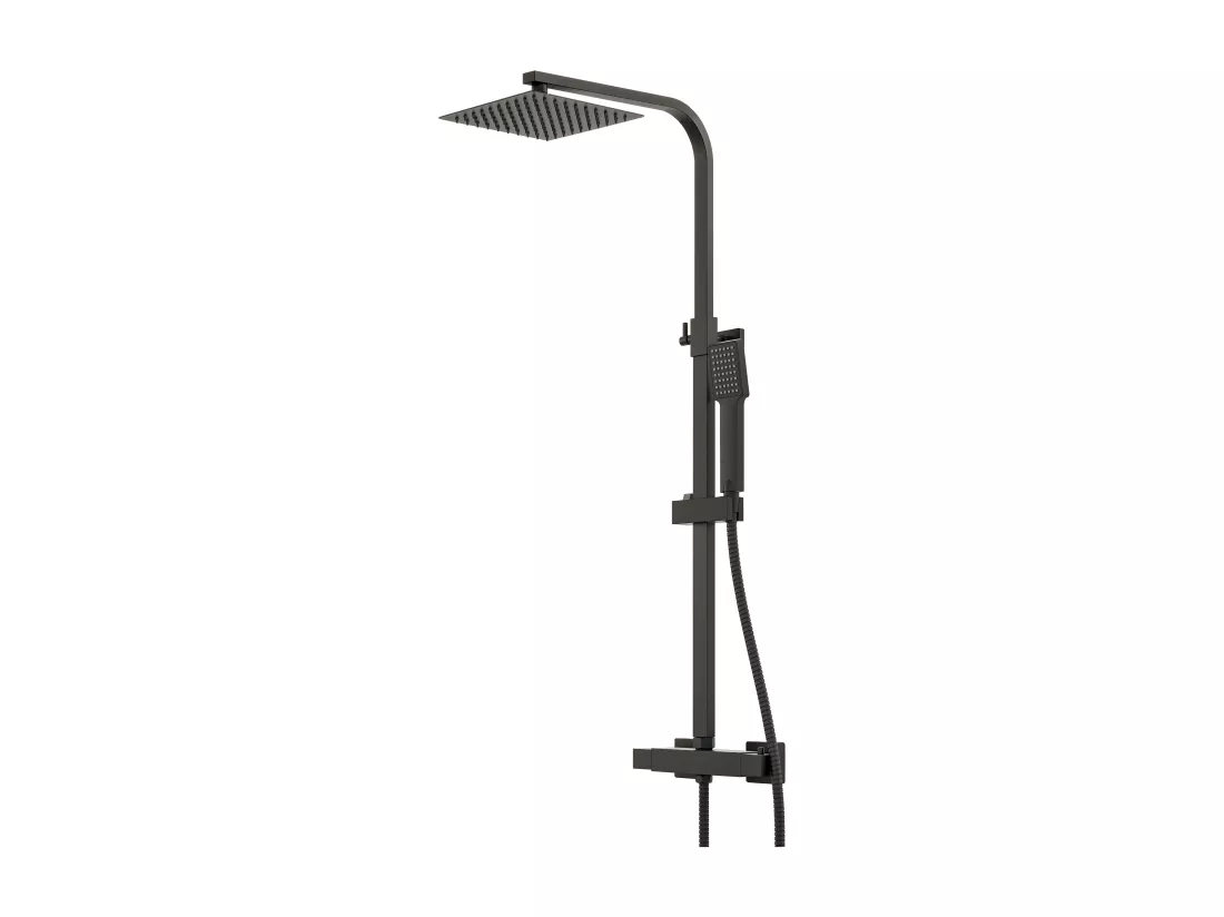 Colonne de douche thermostatique 200mm, kit carré noir AICA