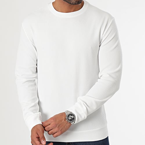Sweat Crewneck Texturé Waffle 0542 Blanc
