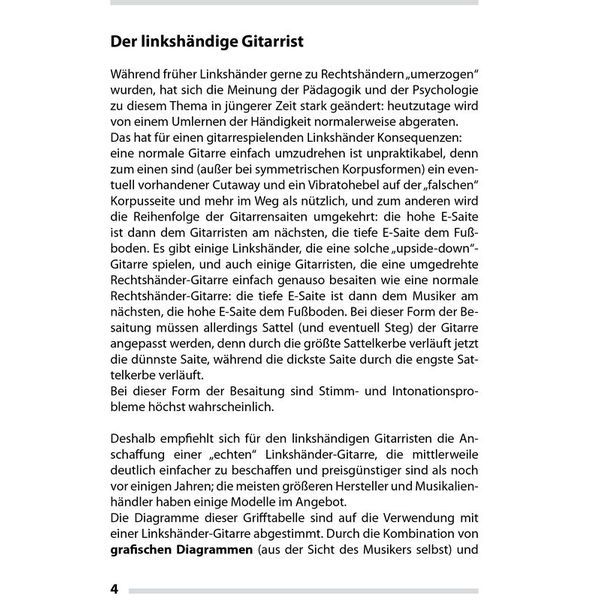 Voggenreiter Git-Grifftabelle Linkshänder