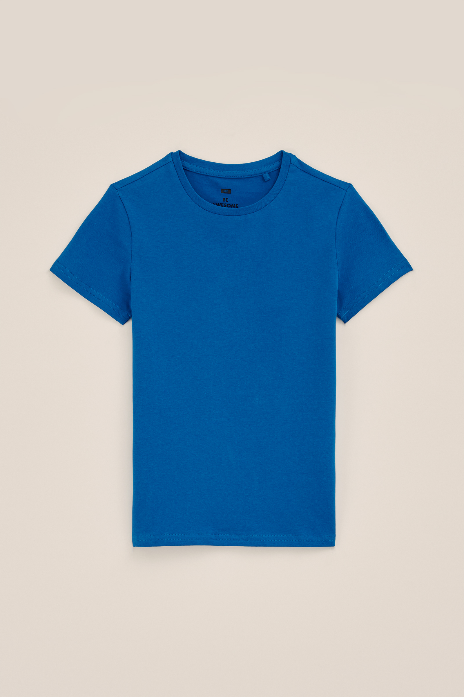 Jongens basic T-shirt met ronde hals WE Fashion Felblauw