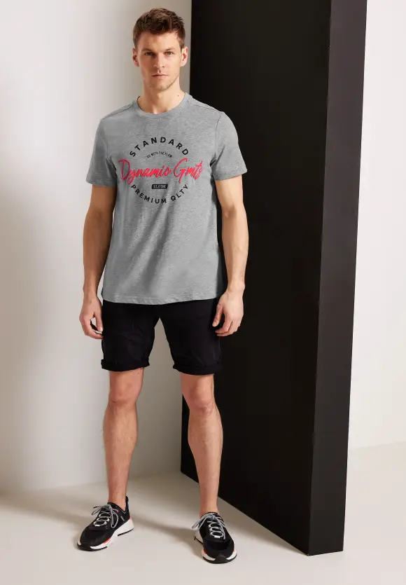 T-Shirt mit Frontprint - silver grey melange