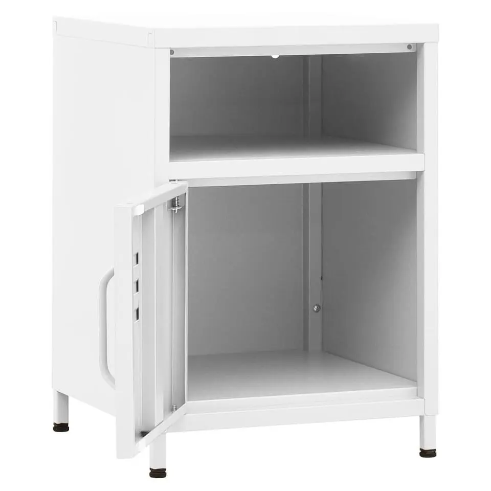vidaXL - Durable Nachtkastje met vak en deur - Wit - Staal - 35x35x51 cm