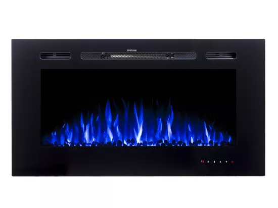 Cheminée électrique CALBUCO - Murale ou encastrable - L101,6 x P14 x H54,4 cm - Noire