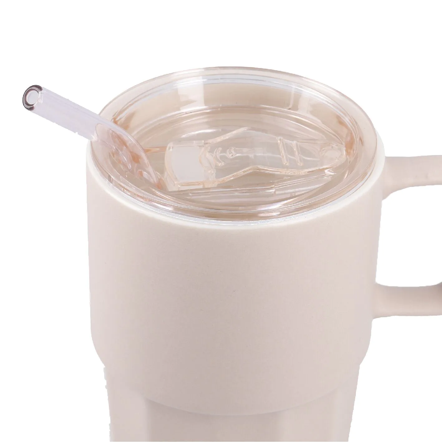 Henkelbecher mit Strohhalm, rosa, 400 ml