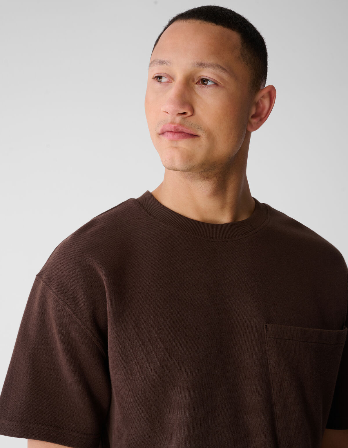 Cord Pocket T-shirt Donkerbruin