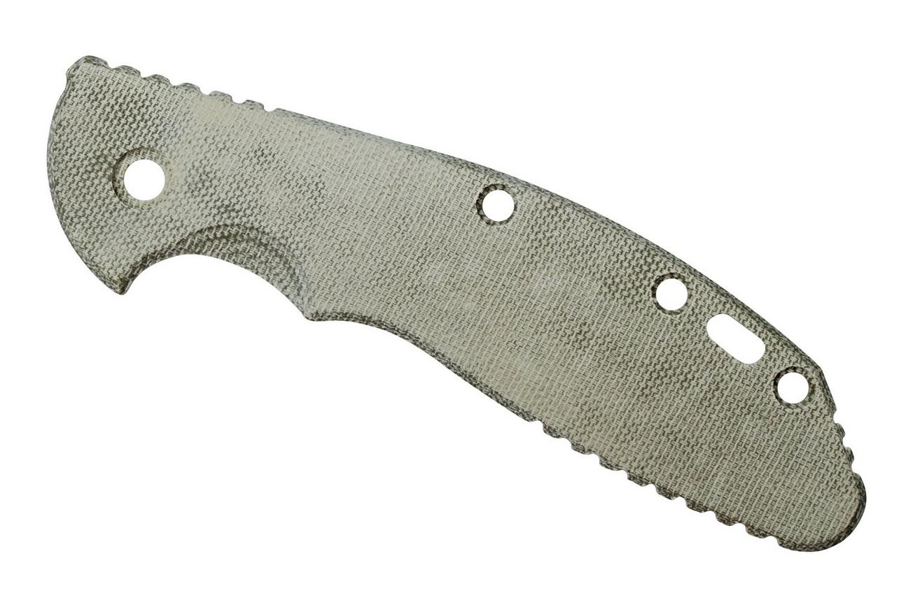 Rick Hinderer XM24 greepschaal, Smooth OD Green Canvas Micarta