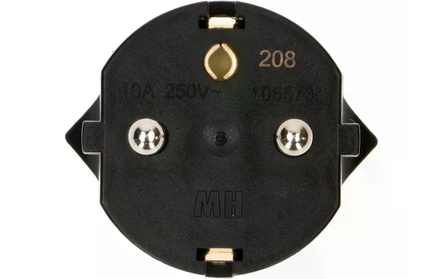 Fixadapter Schuko auf T13, SchwarzÜbergangsstecker zur Nutzung von 3-poligen Geräten mit Schweizer-Stecker in Ländern mit Schuko-Steckern