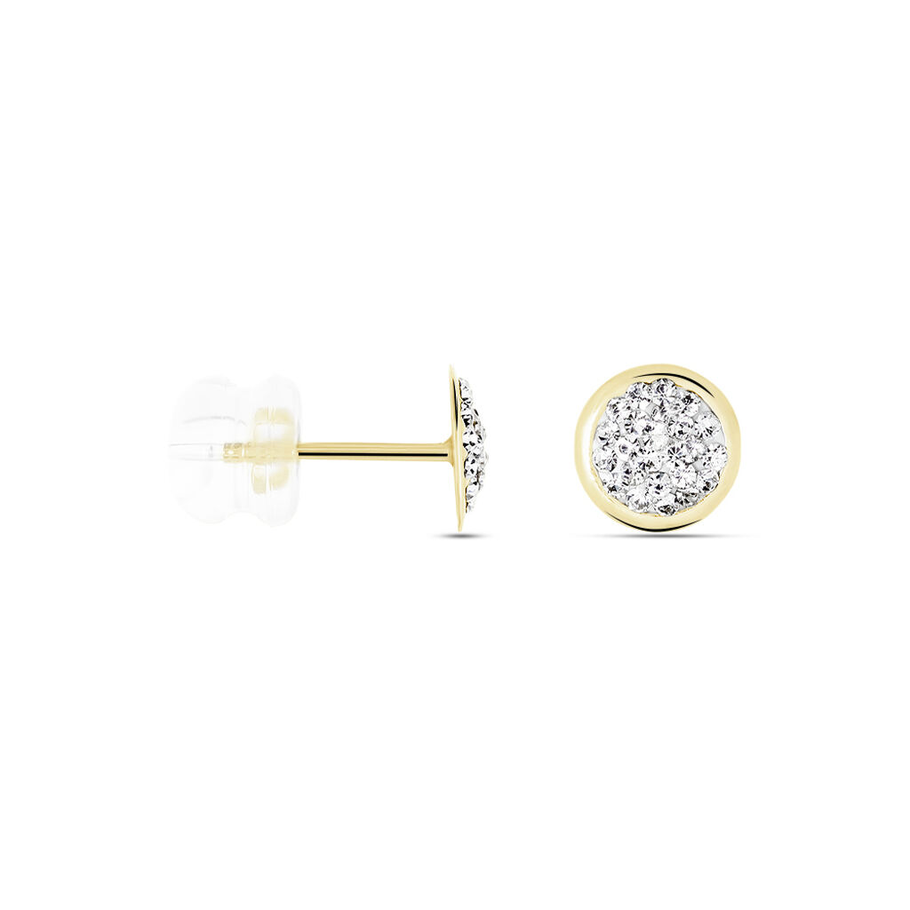 Boucles D'oreilles Puces Edmee Cercle 0 Or Jaune Strass
