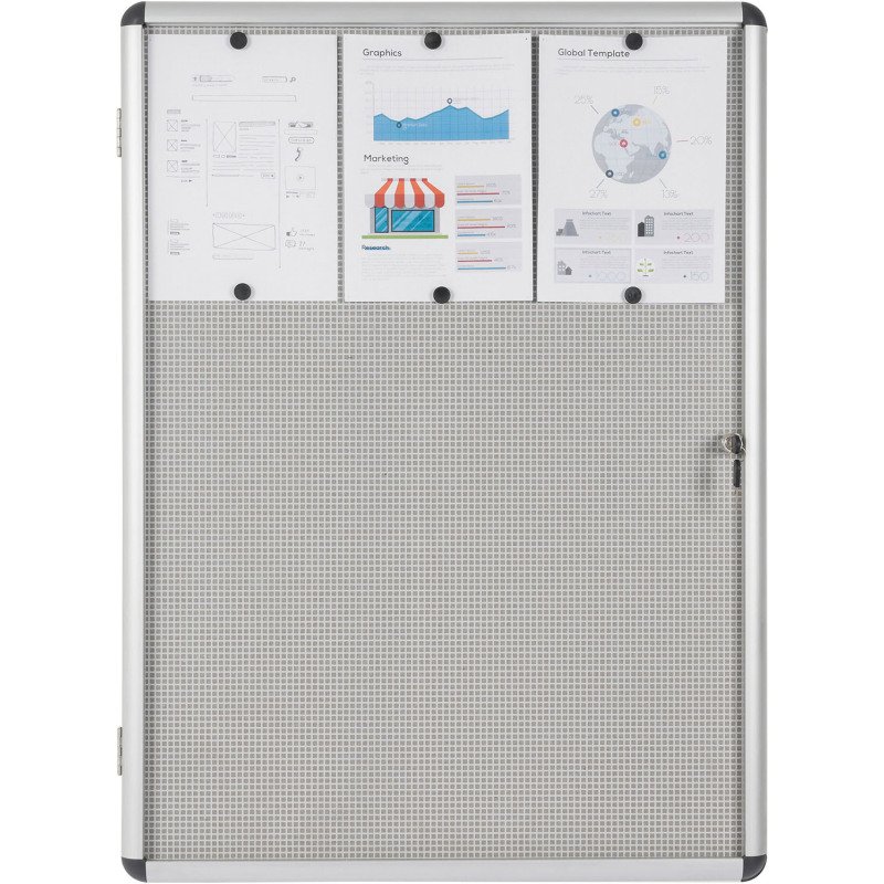Vitrine intérieure extra plate acier laqué porte battante cadre aluminium Bi-Office Enclore - 9 feuilles