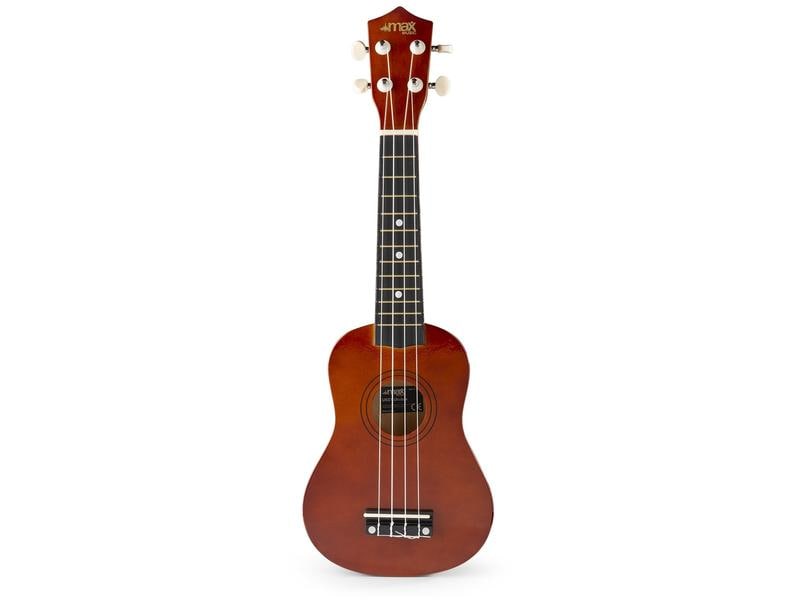 MAX Ukulele UKEY Set Soprano Dunkel Natur 21 Zoll Sopranukulele mit Tasche und Zubehör