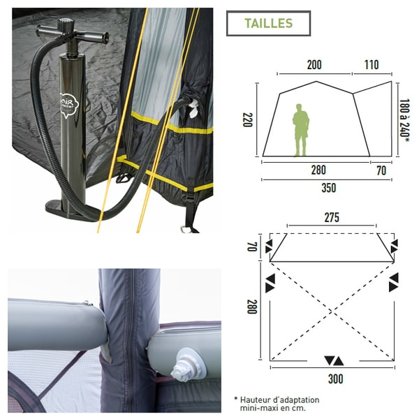 Pack Auvent gonflable + Annexe + Tente intérieure annexe Santa Cruz V3 TRIGANO