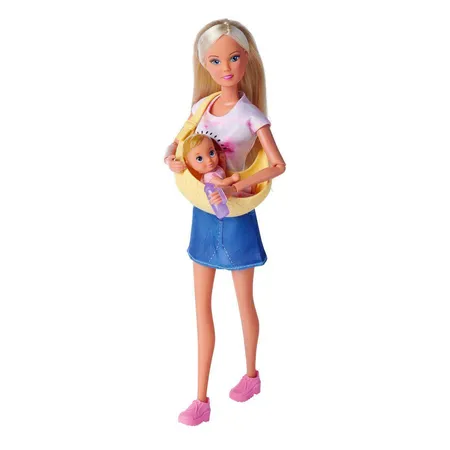 Simba Steffi Love Steffi mit Baby, Tragetasche und Trinkflasche, 29cm