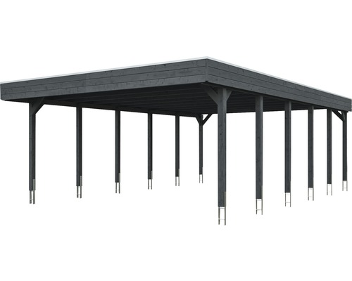 SKAN HOLZ Friesland dubbele carport inclusief aluminium dakpanelen en H-paalankers, 557 x 860 cm, grijs