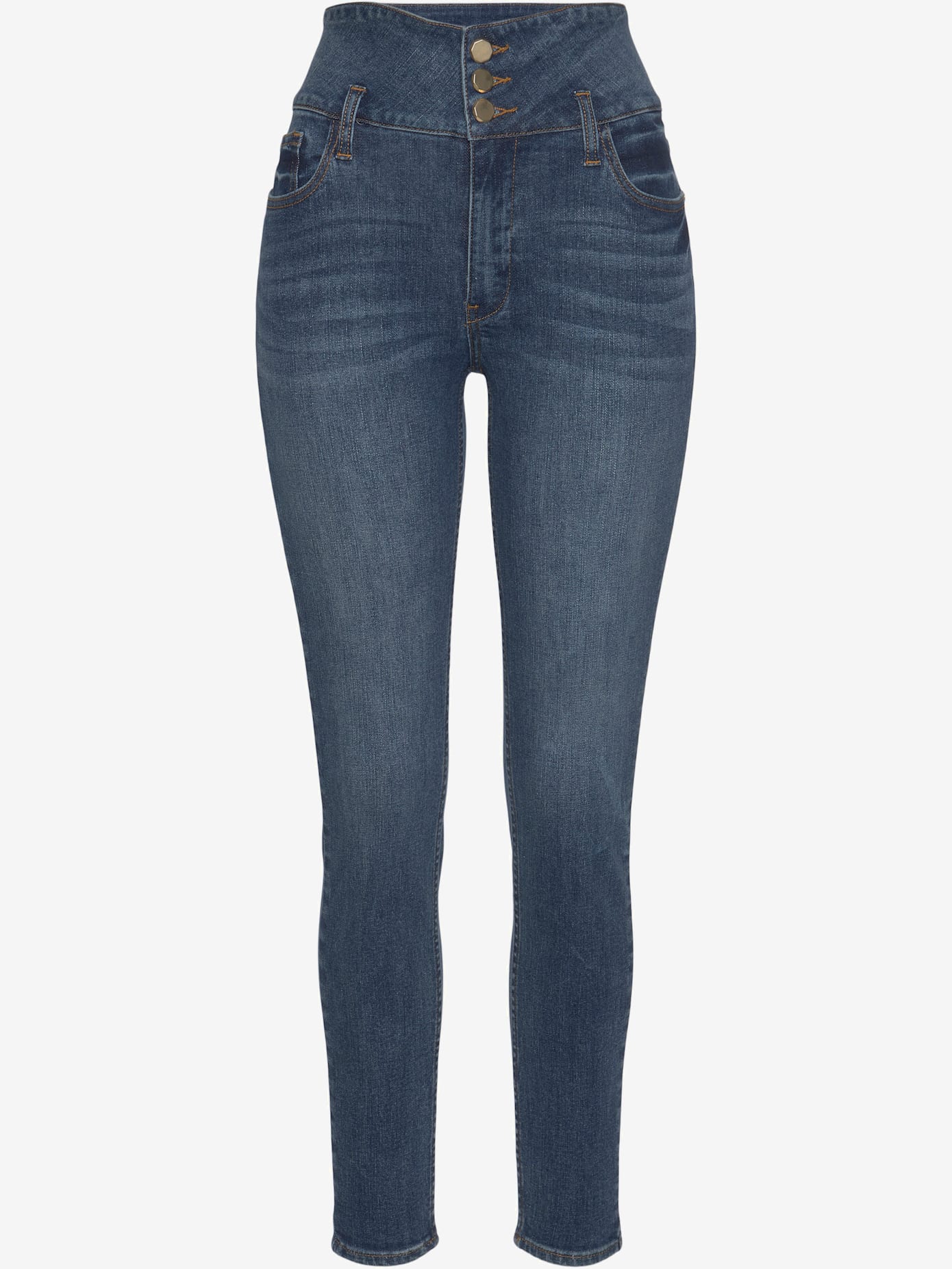 Jean taille haute large ceinture à boutons