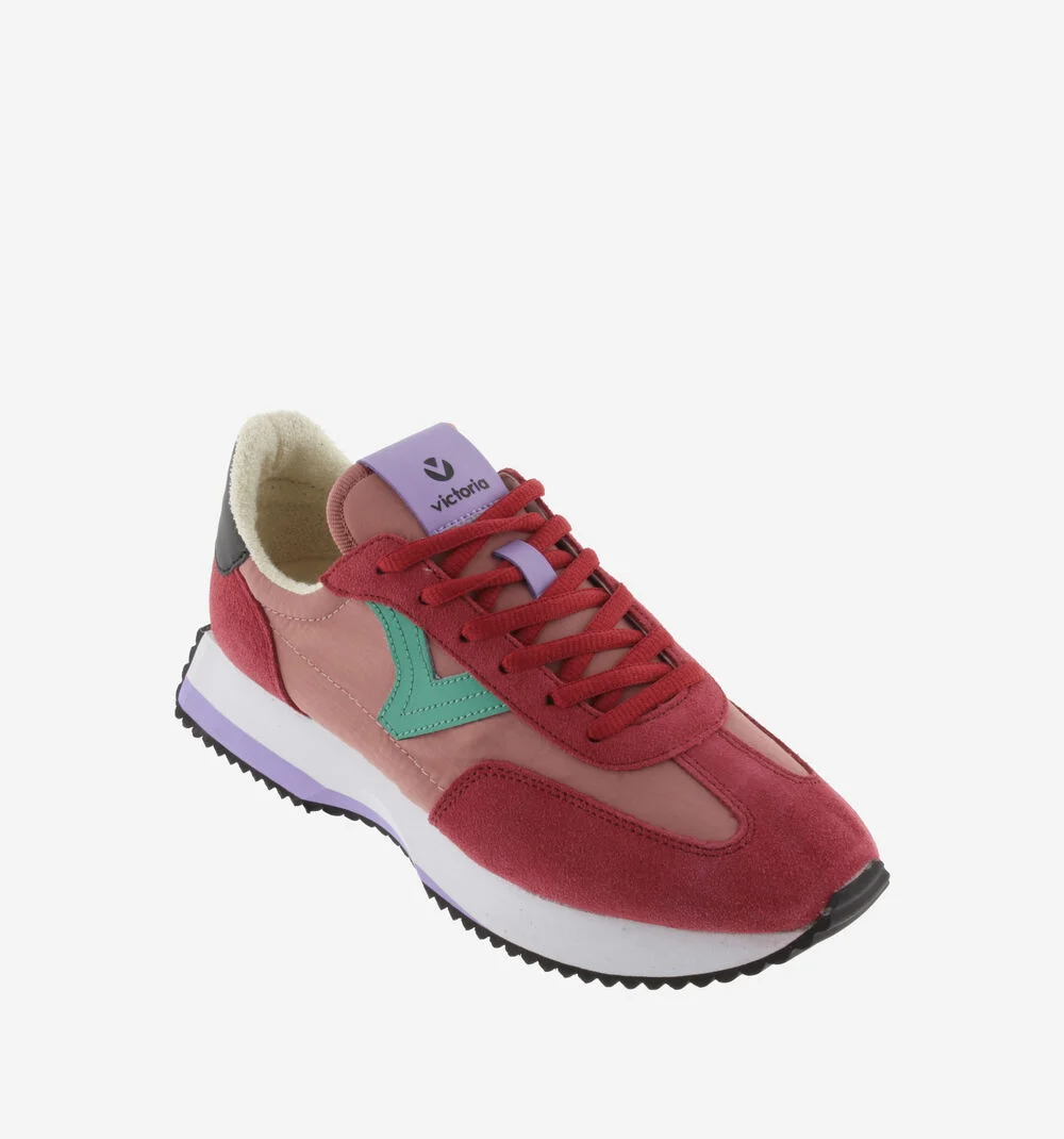 COSMOS NYLON SOFT & CUIR FENDU Baskets pour femmes semelle colorée TEJA