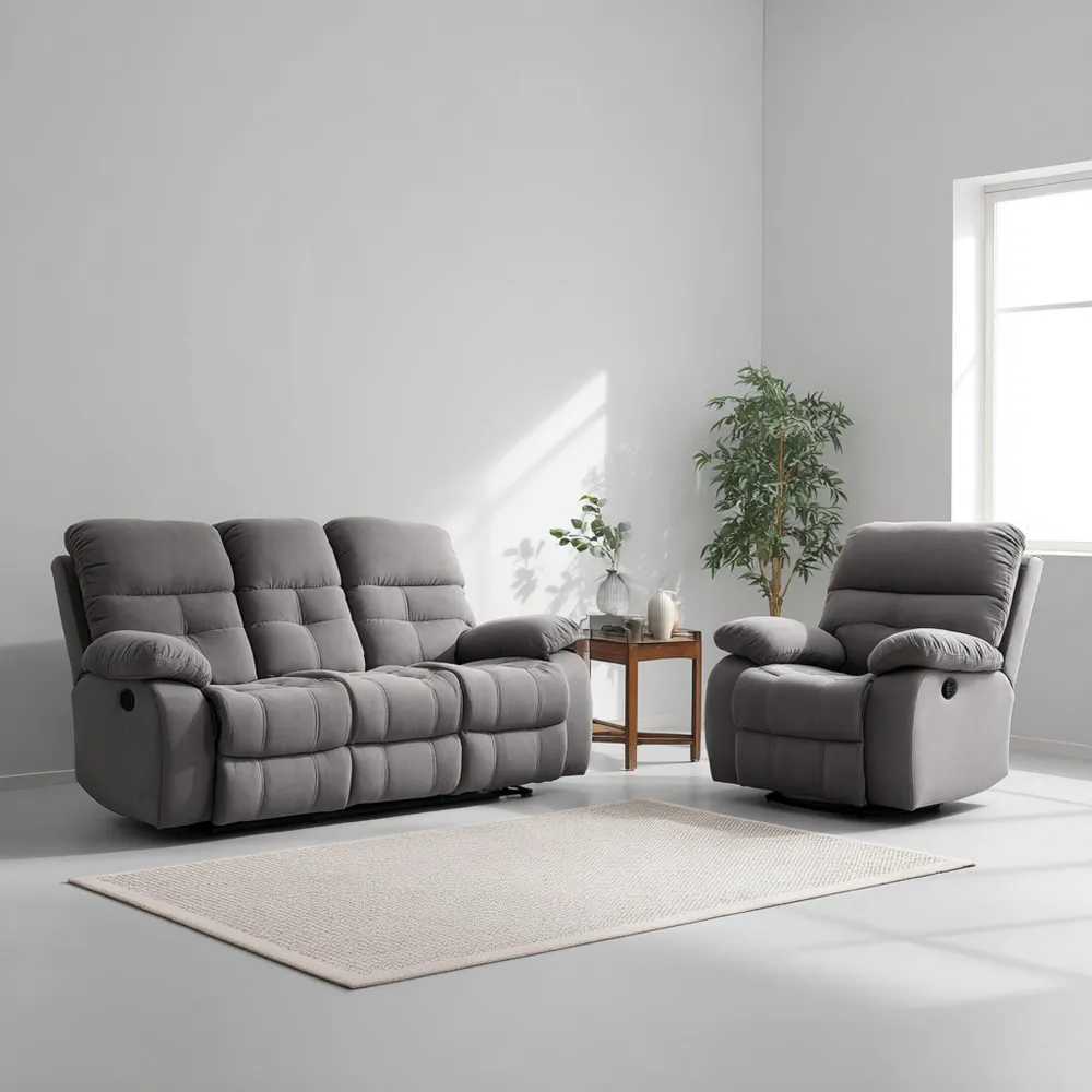 Sofa-Set Stoffpolsterung 200x100x95 cm - Dunkelgrau - Modernes Design
