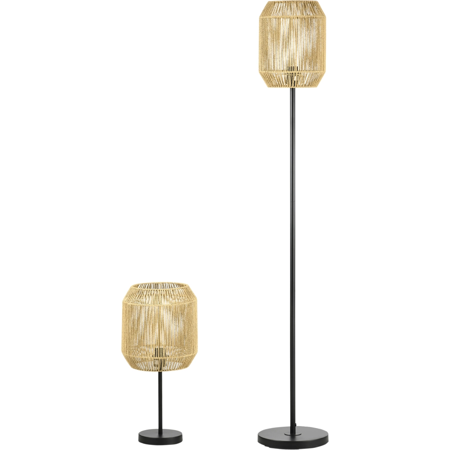 HOMCOM Stehlampen-Set mit E27 Fassung schwarz, beige