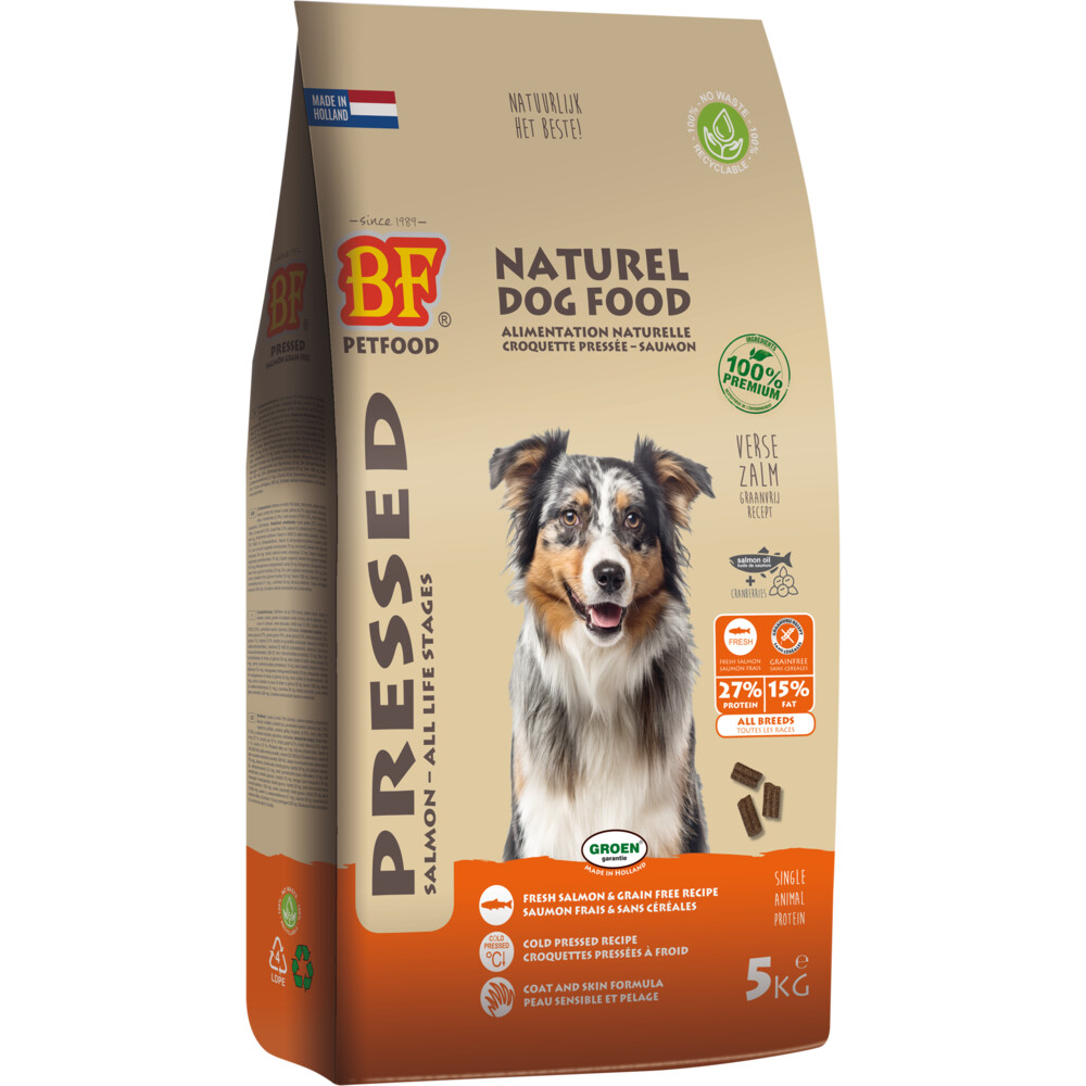 BF Petfood Vleesbrok Geperst Hondenbrokken Zalm5 kg