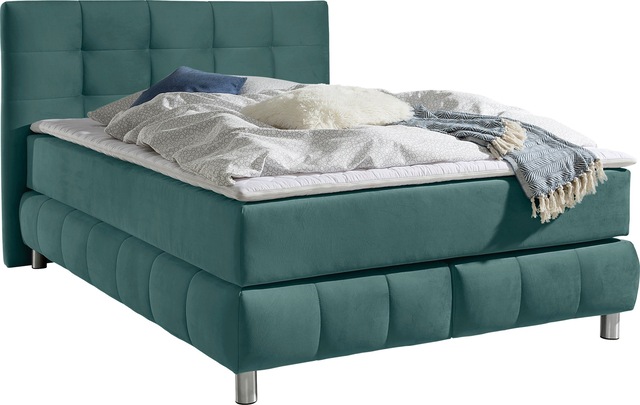andas Boxspringbett »Salo XXL« in Samtoptik oder Struktur, 6 Breiten in Überlänge 220cm, 4 Härtegrade