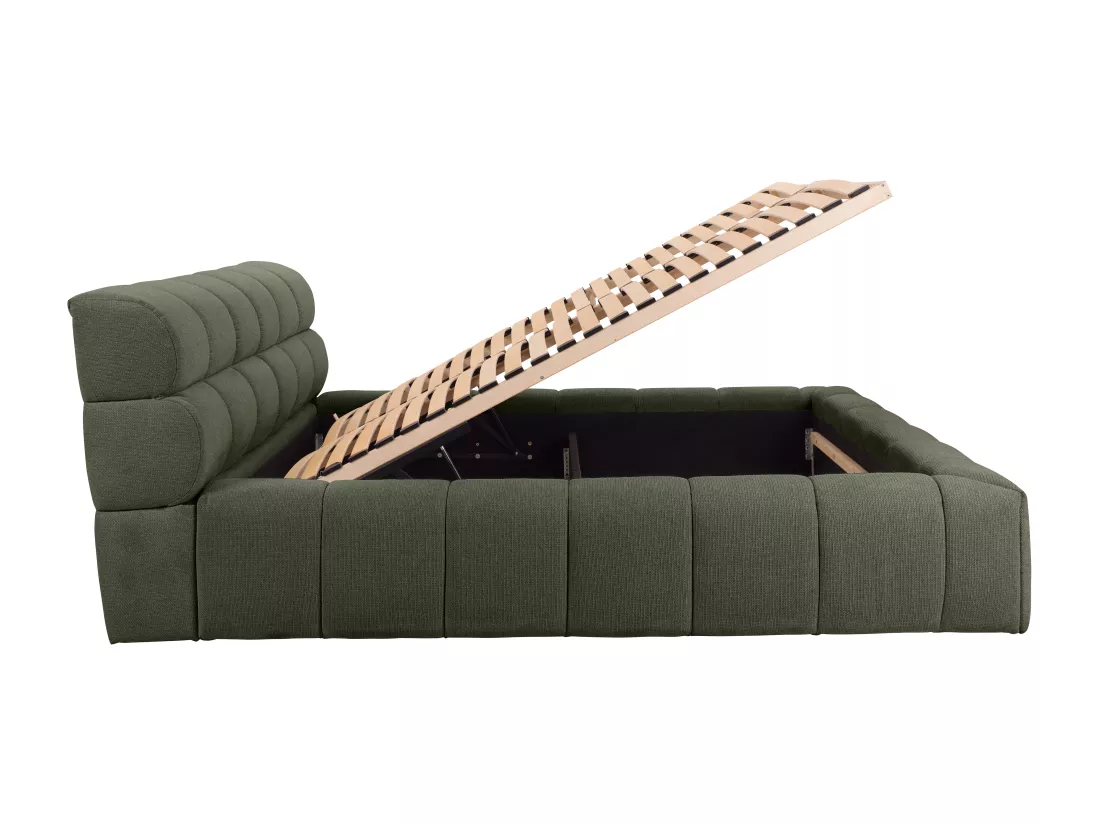 Lit coffre 160 x 200 cm - Tissu - Vert + Matelas - FORVIK de Pascal Morabito