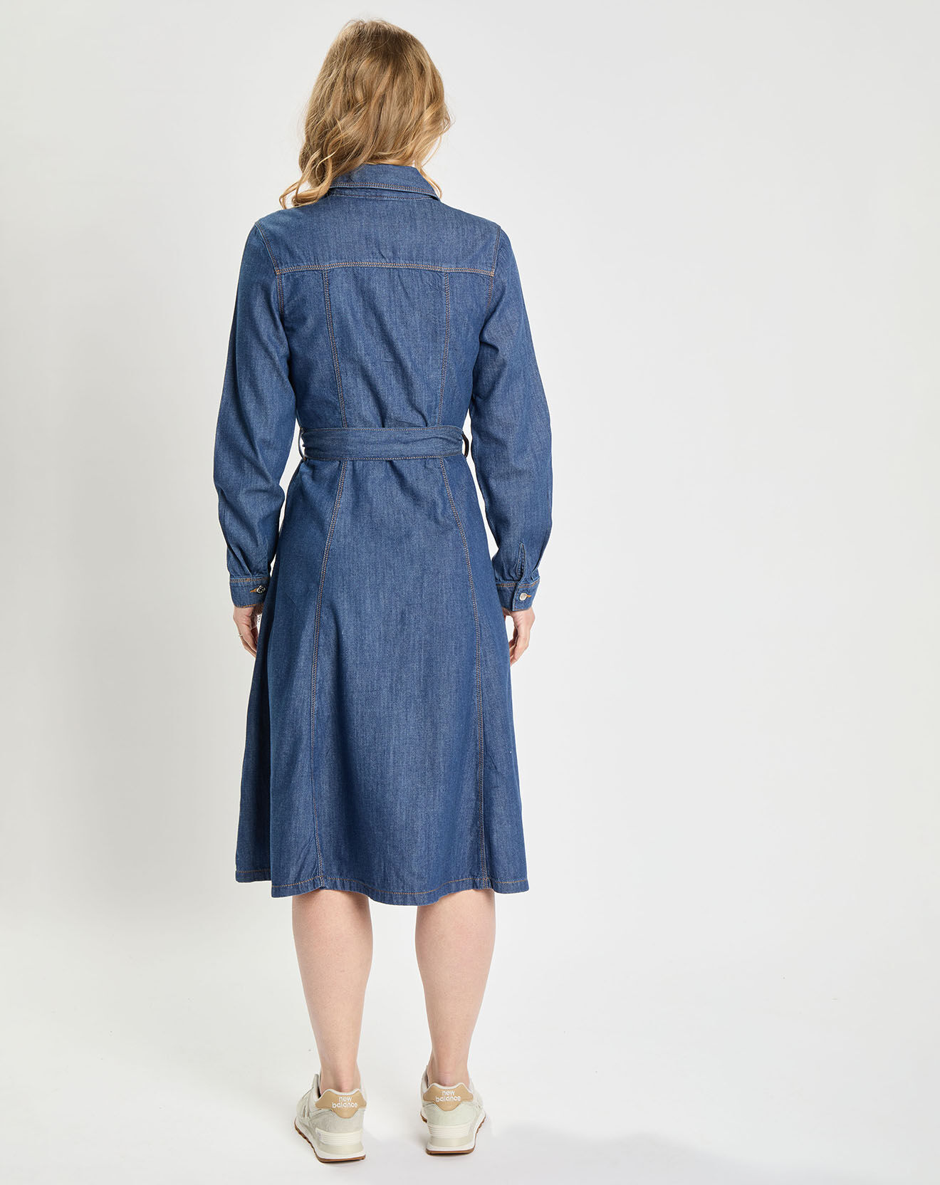 Tommy Hilfiger Robe midi en jean 100% Coton Bio Fit & Flare Mady bleu foncé