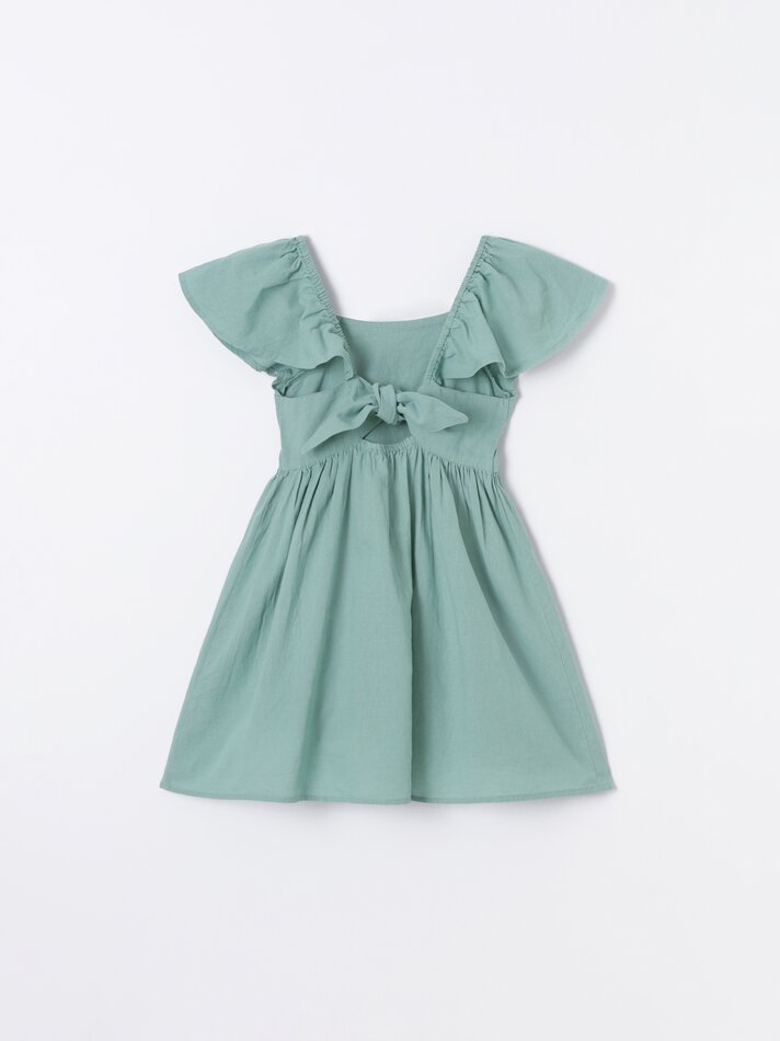 Vestido rústico de tricô - Verde Sálvia