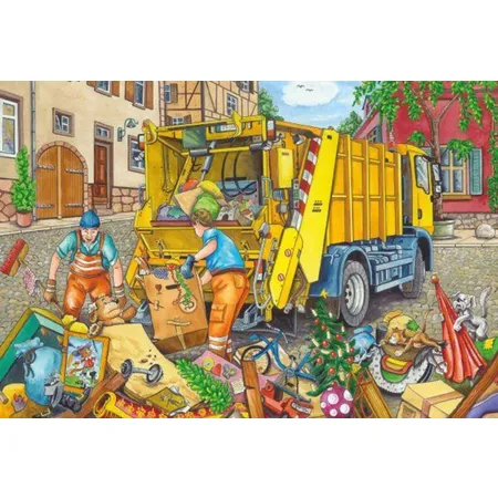 Schmidt Spiele KinderPuzzle - Müllwagen, Abschleppauto und Kehrmaschine, 3x24 Teile