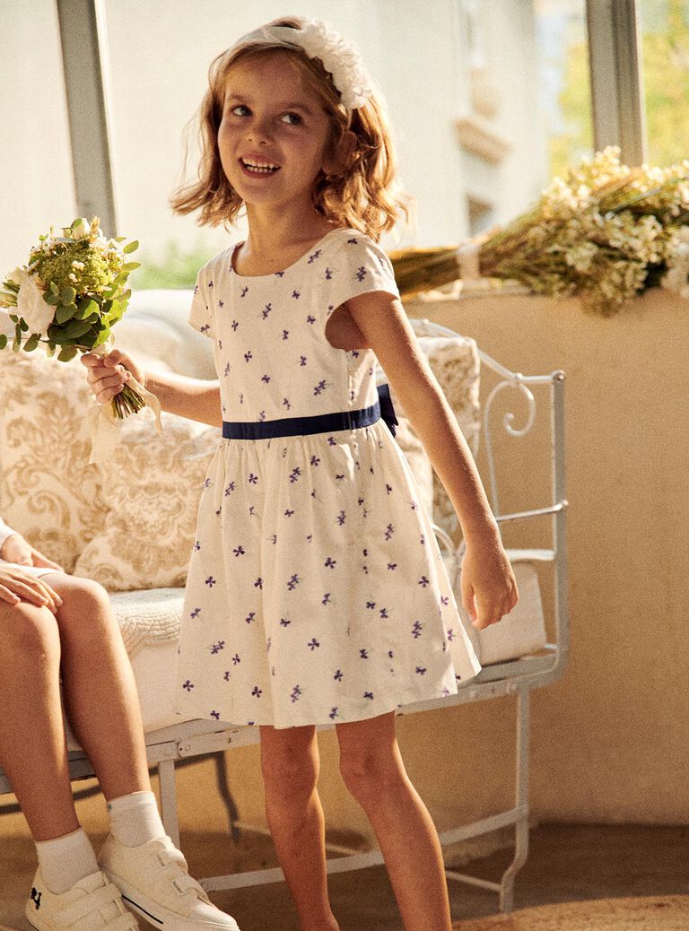Robe écrue à fleurs