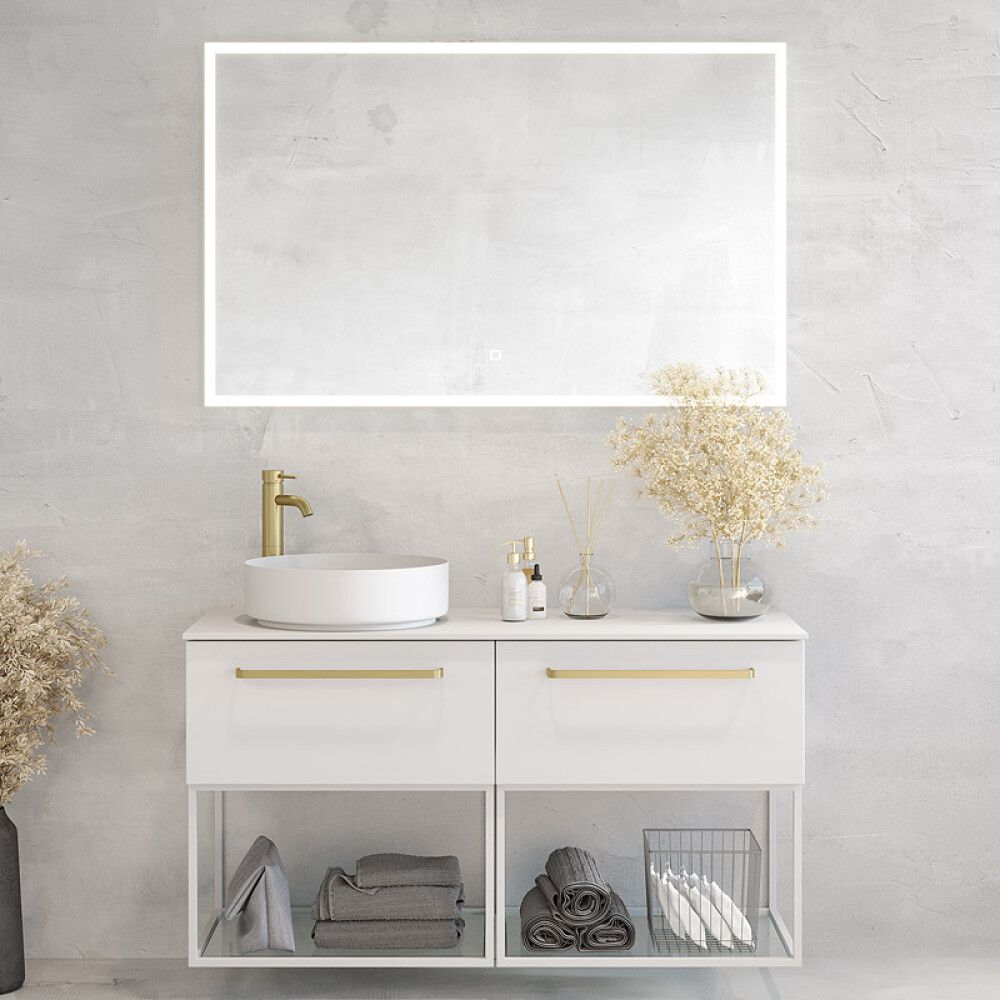 BADEROMSMØBEL CAMARGUE IQ+ SLETT FRONT HVIT MATT 120CM