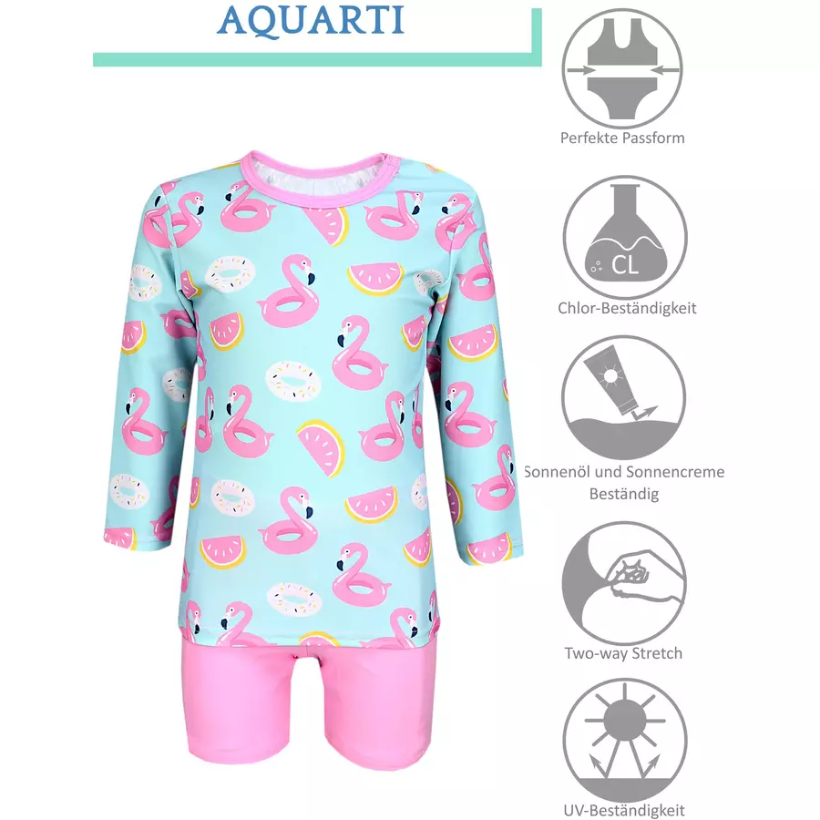 Aquarti Baby Mädchen Zweiteiler Badeanzug Bade-Set Bade T-Shirt Badehose hellgrün