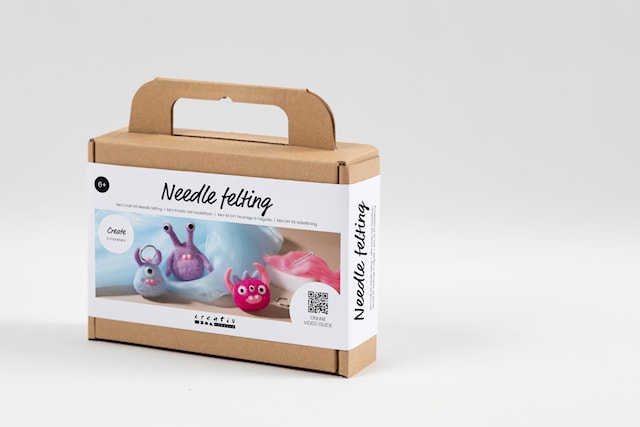 Mini DIY Kit Nålefilting, Monster, ass. farger, 1 pk.
