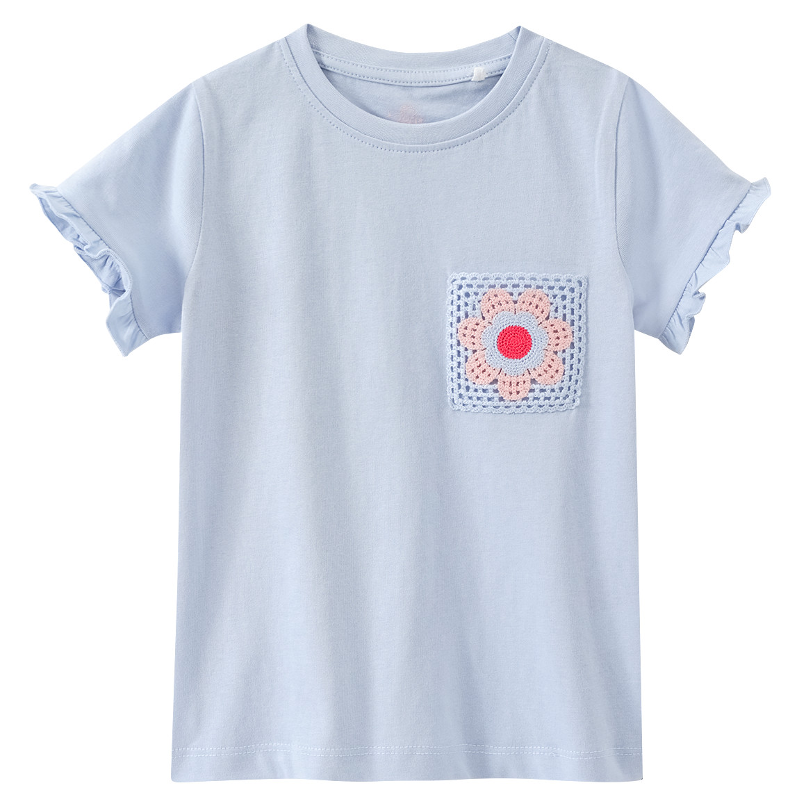 Topolino Mädchen T-Shirt mit gehäkelter  Brusttasche hellblau