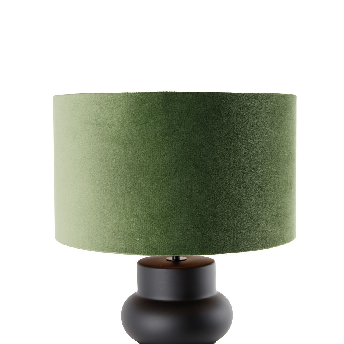 Design tafellamp zwart 17 cm velours kap groen met goud 35 cm - Alisia
