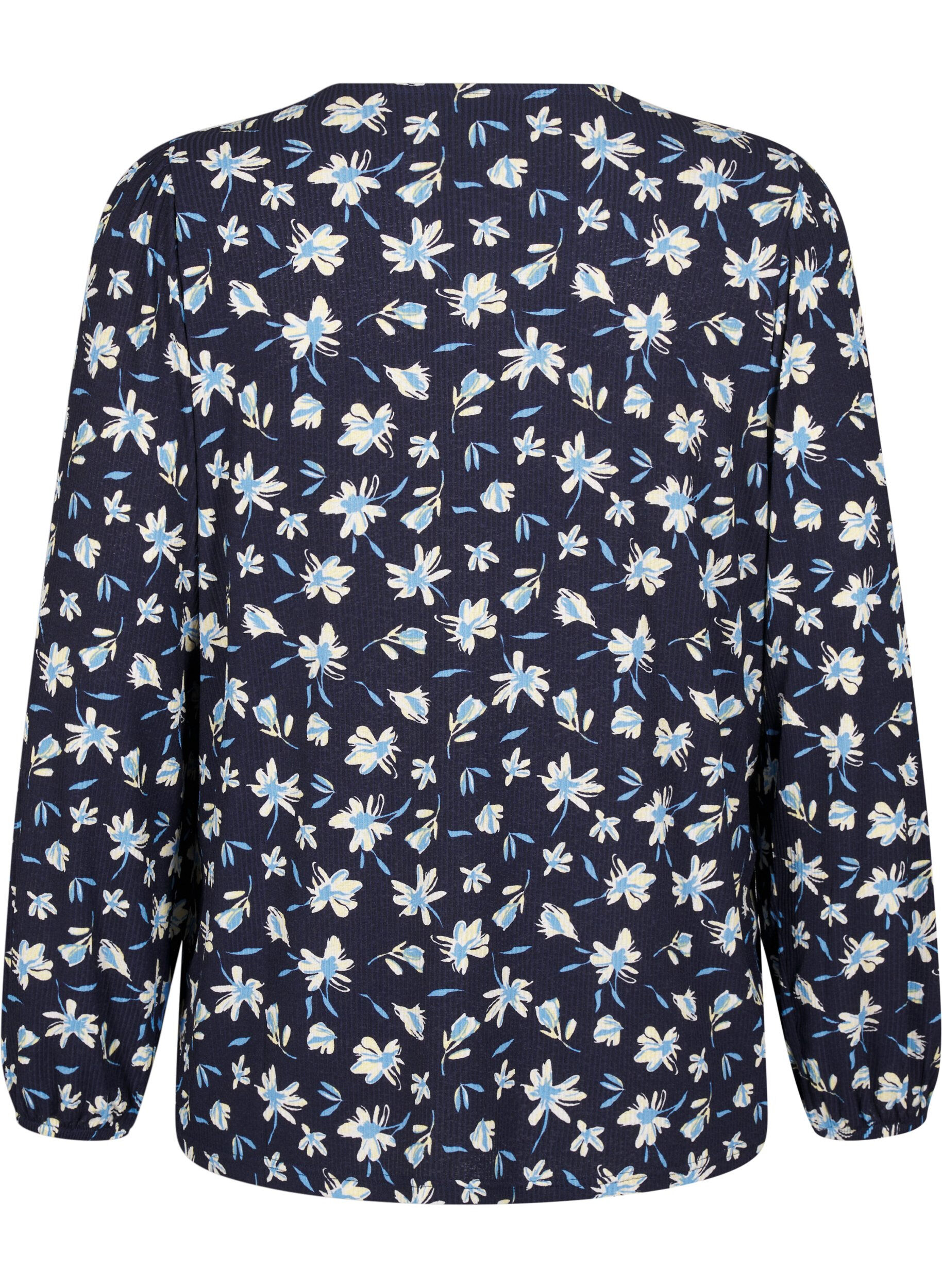 Bluse med lange ærmer og blomsterprint
