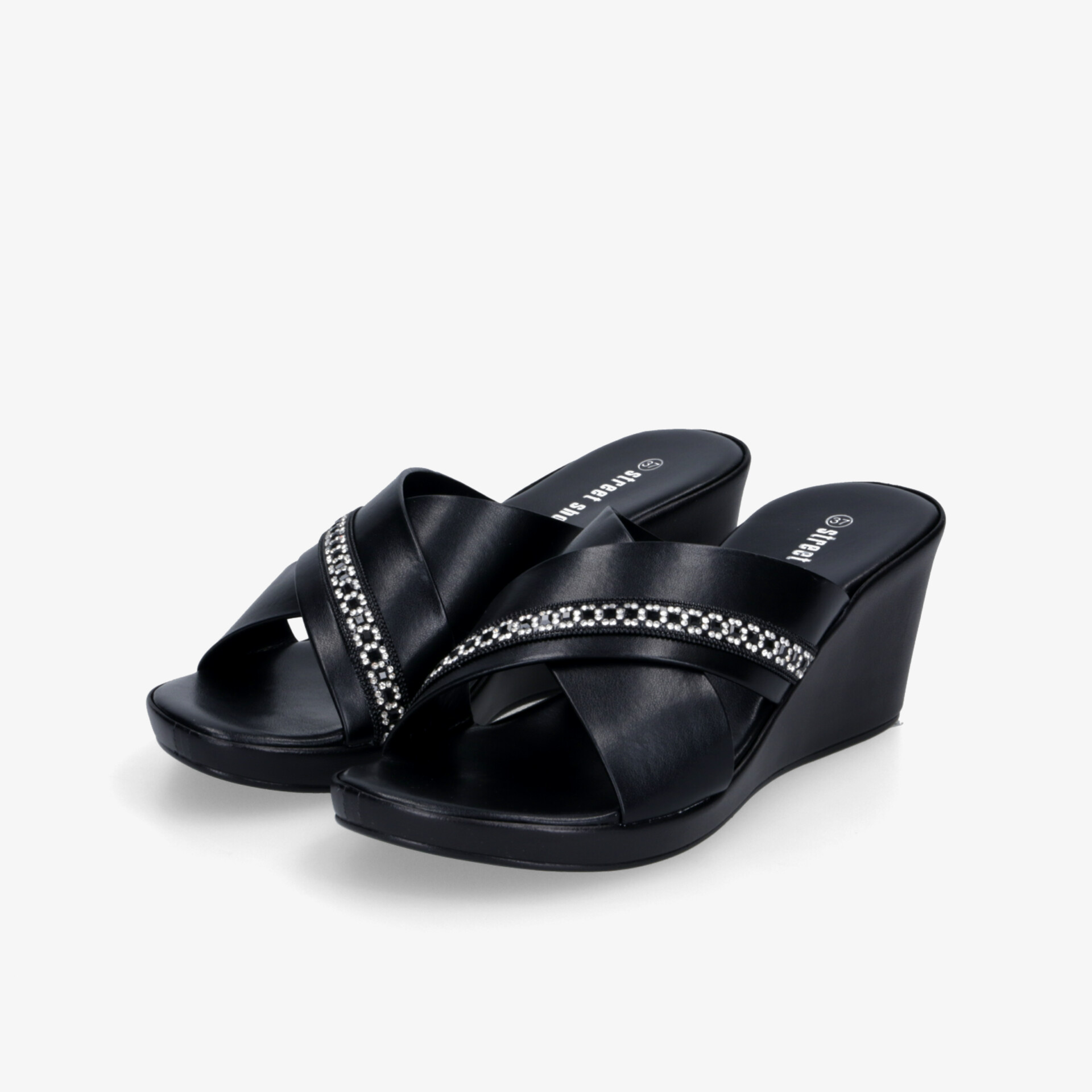 street shoes Damen Keilsandalen schwarz