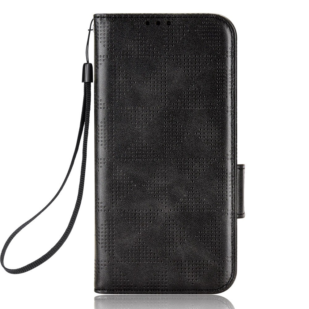 iPhone 13 Pro Leder Tasche Wallet Triangle Dot Imprint - Schwarz