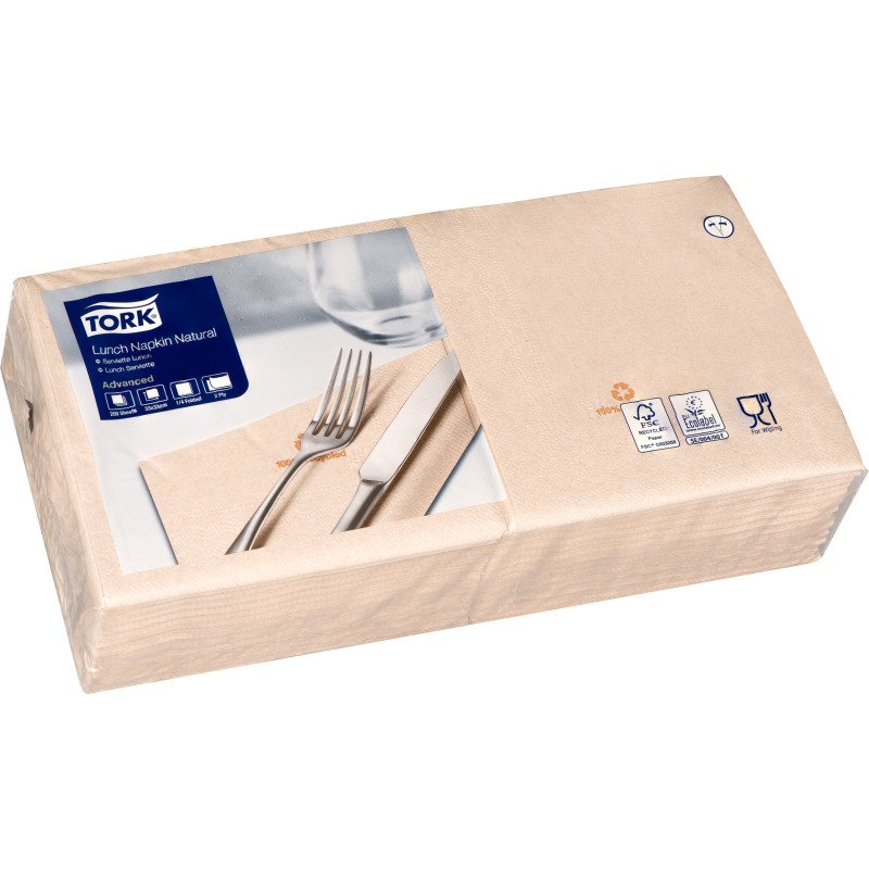 Serviette de table en ouate Tork Lunch 33 x 33 cm, en couleur - Paquet de 200