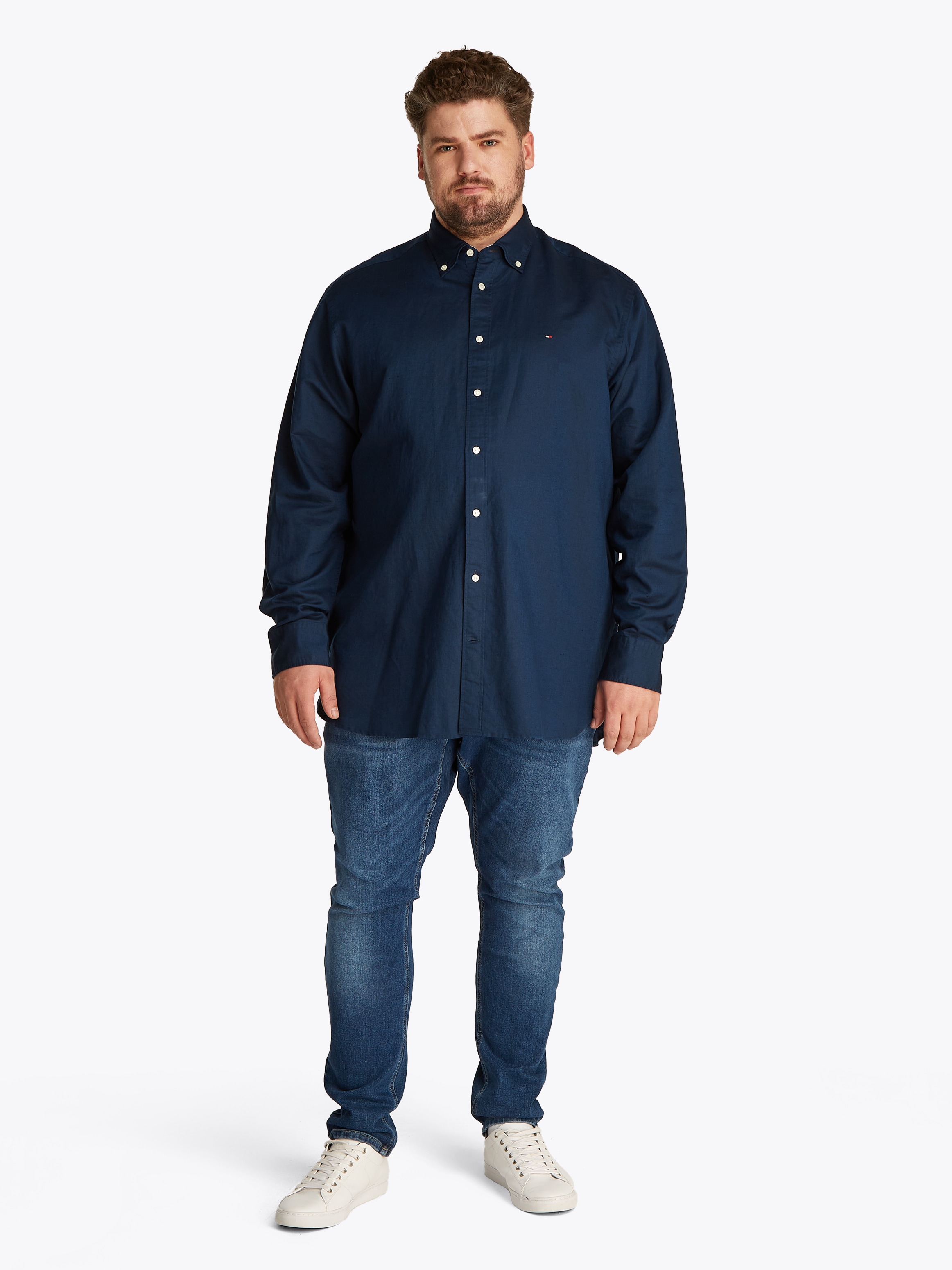 Tommy Hilfiger Big & Tall Langarmhemd »BT-LINEN BLEND SOLID«, Grosse Grössen