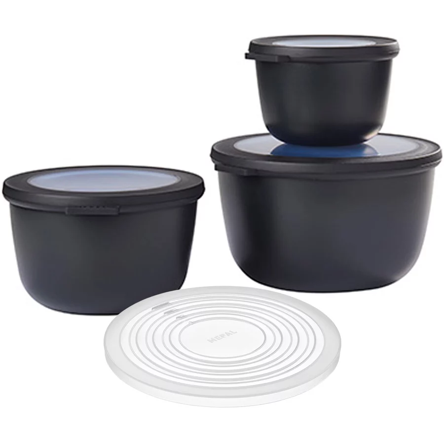 Mepal Multischüssel-Set mit Mikrowellendeckel Cirqula schwarz