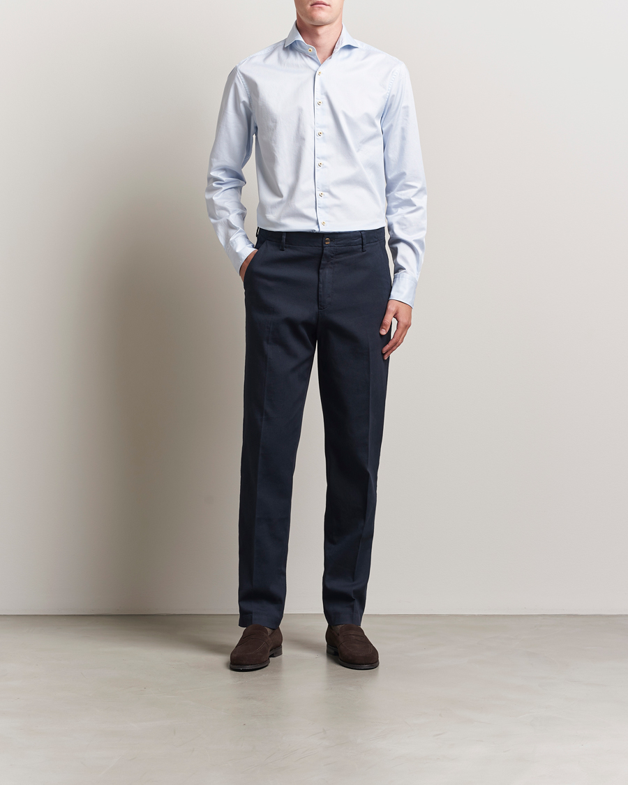 Stenströms Regular Fit Pinstriped Casual Shirt Light Blue