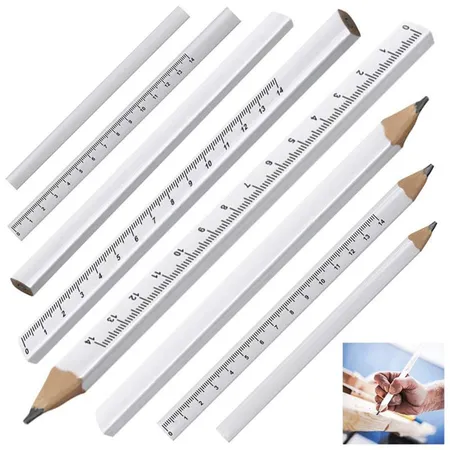 Easy Gifts Zimmermannsbleistifte mit aufgedrucktem Lineal 17,5 cm, weiß, 10 Stück